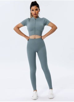 ovitio Women's Olive Green Short Sleeve Sports Suit - Two Pieces  - Image 1