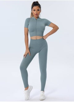 ovitio Women's Olive Green Short Sleeve Sports Suit - Two Pieces  - Image 2