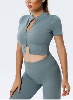 ovitio Women's Olive Green Short Sleeve Sports Suit - Two Pieces  - Image 4