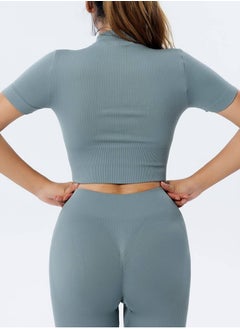 ovitio Women's Olive Green Short Sleeve Sports Suit - Two Pieces  - Image 5