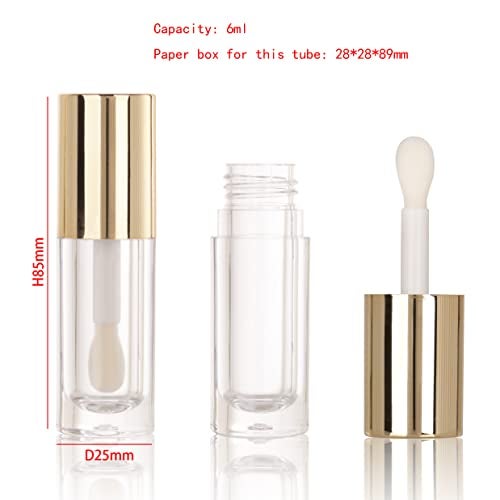 COSIDEA 14pcs Empty 6ml big doe foot wand Chunky lip gloss tubes for DIY lipglossPink round lipgloss containers tubes with thick wand Gold - Image 3