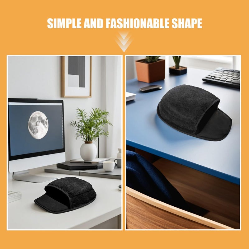 USB Heated Mouse Pad Black Plush Desk Mat with 3 Level Temperature Control - Image 4