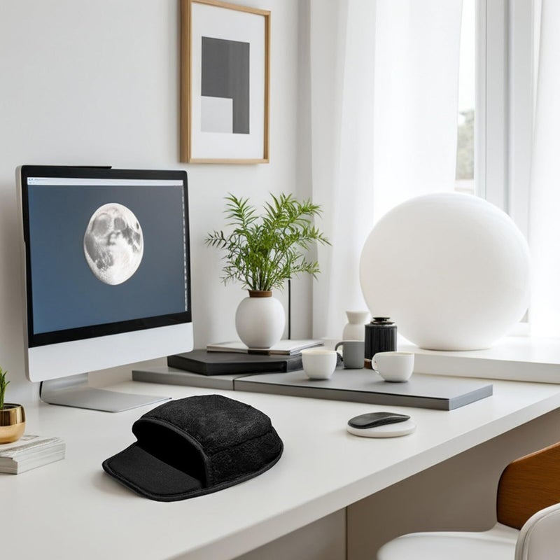 USB Heated Mouse Pad Black Plush Desk Mat with 3 Level Temperature Control - Image 5