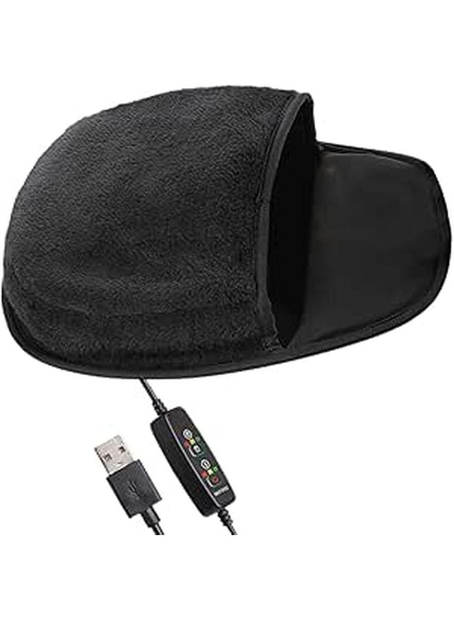 USB Heated Mouse Pad Black Plush Desk Mat with 3 Level Temperature Control - Image 1