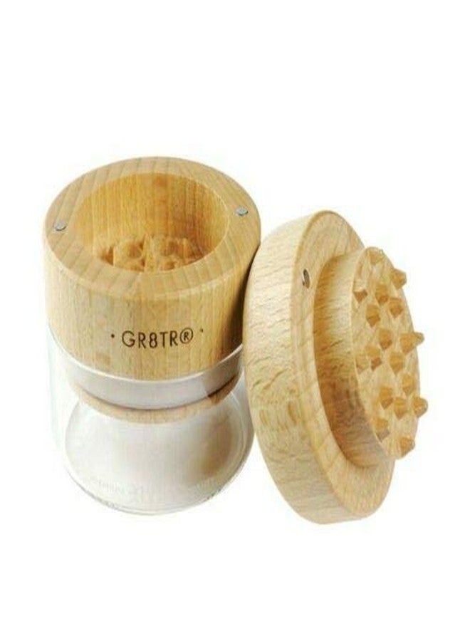 RYOT Wood GR8TR Herb Grinder with Clear or Matte Black Jar Body and Beech or Walnut Top (Beech Top/Clear Jar) - Image 3