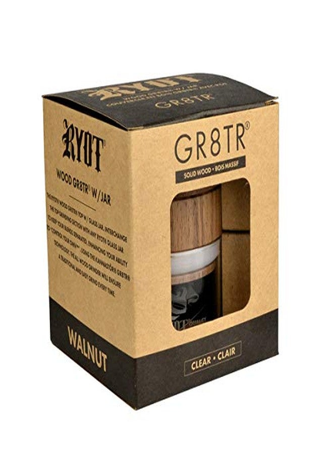 RYOT Wood GR8TR Herb Grinder with Clear or Matte Black Jar Body and Beech or Walnut Top (Beech Top/Clear Jar) - Image 4
