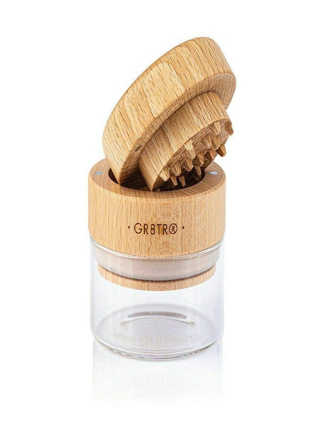 RYOT Wood GR8TR Herb Grinder with Clear or Matte Black Jar Body and Beech or Walnut Top (Beech Top/Clear Jar) - Image 2