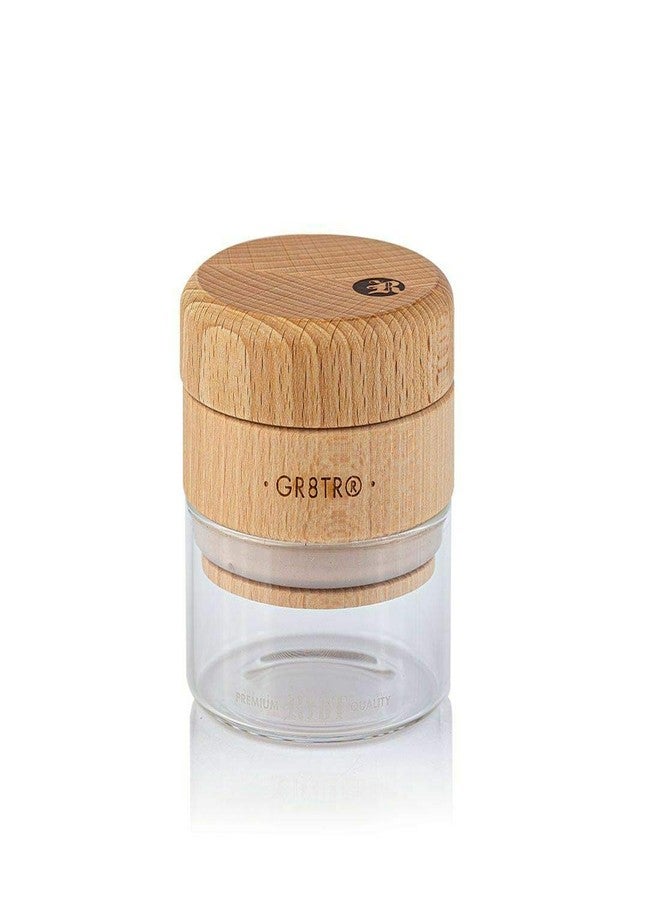 RYOT Wood GR8TR Herb Grinder with Clear or Matte Black Jar Body and Beech or Walnut Top (Beech Top/Clear Jar) - Image 1