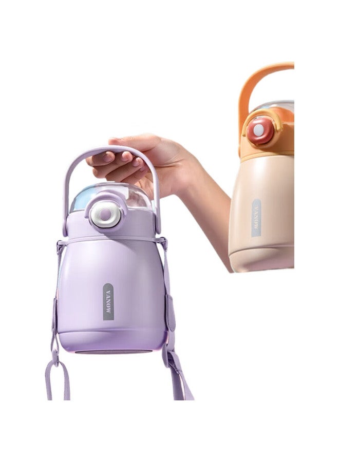 Vanow Insulated Water Bottle For Women, High Appearance Value, Large Capacity, Children And Students Straw Cup, Portable 316 Stainless Steel Belly Cup Pot - Image 1