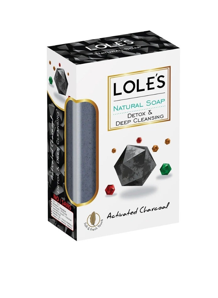 LOLE'S Luxury Pure Natural Soap, Activated Charcoal Beauty Bar, Detox & Deep Cleansing Face and Body Care - Vitamin E, SLS-Free, Crisp & Fresh Touch, 100% Vegetable, No Animal Fat, Pack of 2 x 150g - Image 3