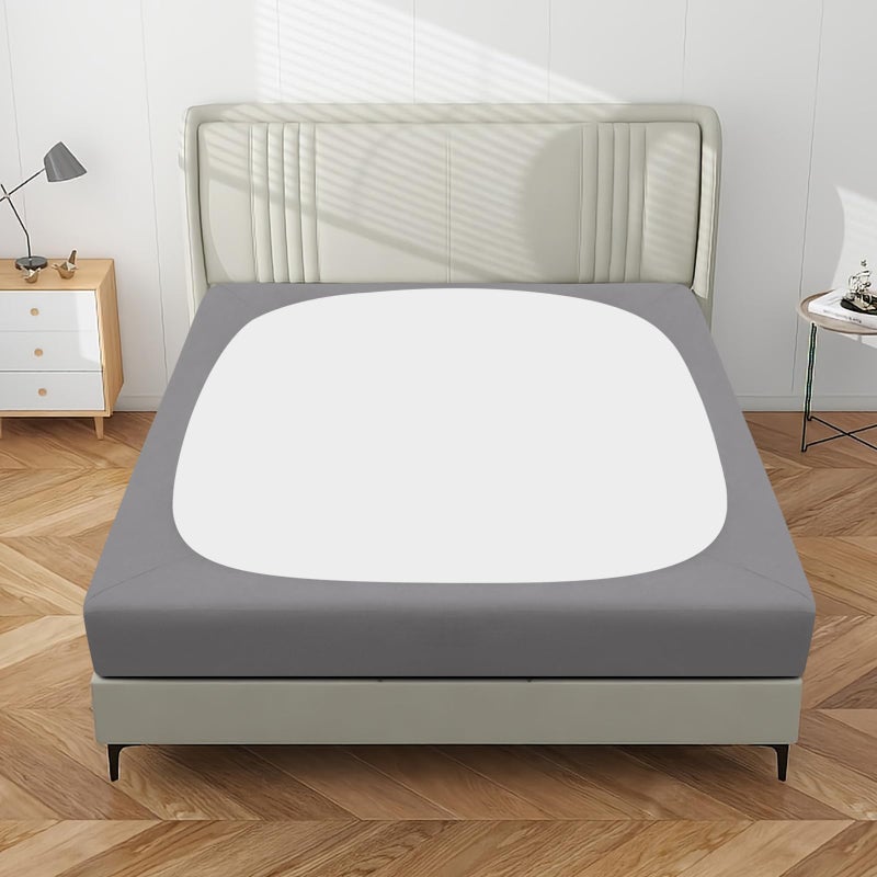 PureFit Stretchy Box Spring Cover Twin - Elastic Fitted Box Spring Wrap Around 4 Sides  Wrinkle & Fading Resistant Fits Twin Size Beds  Light Gray - Image 2