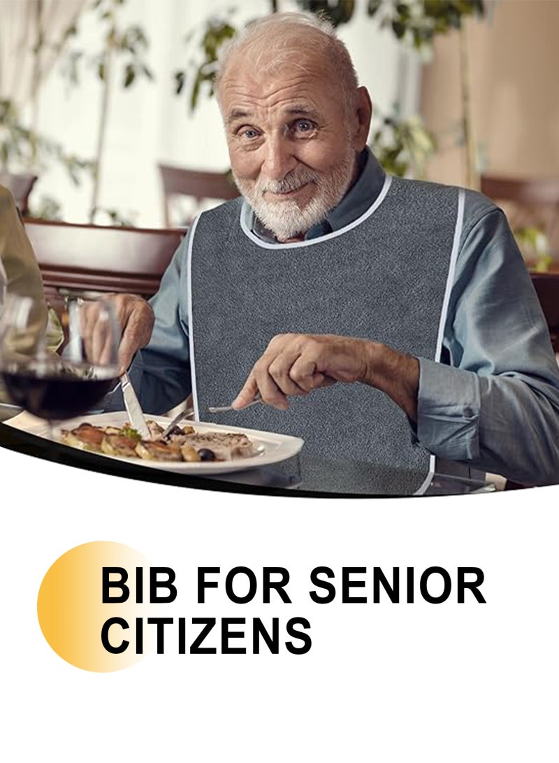 HomarKet 2 Pcs Adult Bib,Reusable Elderly Bib with Adjustable Strap for Eating,Washable Dining Bibs for Elderly,Clothing Protector for Elderly Senior Citizens Men Women - Image 4
