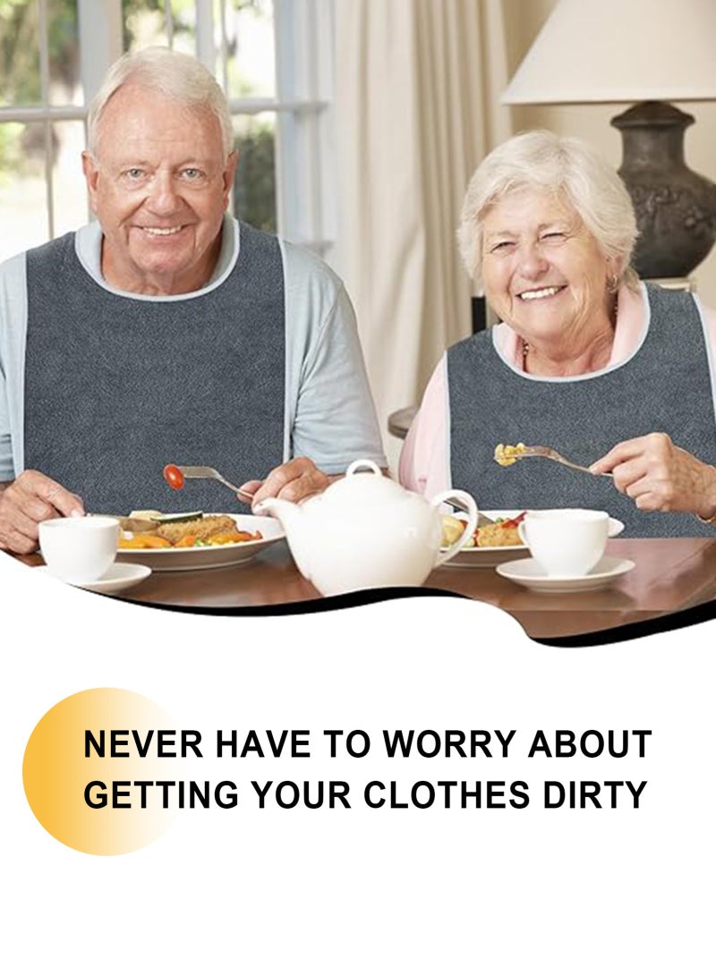 HomarKet 2 Pcs Adult Bib,Reusable Elderly Bib with Adjustable Strap for Eating,Washable Dining Bibs for Elderly,Clothing Protector for Elderly Senior Citizens Men Women - Image 5