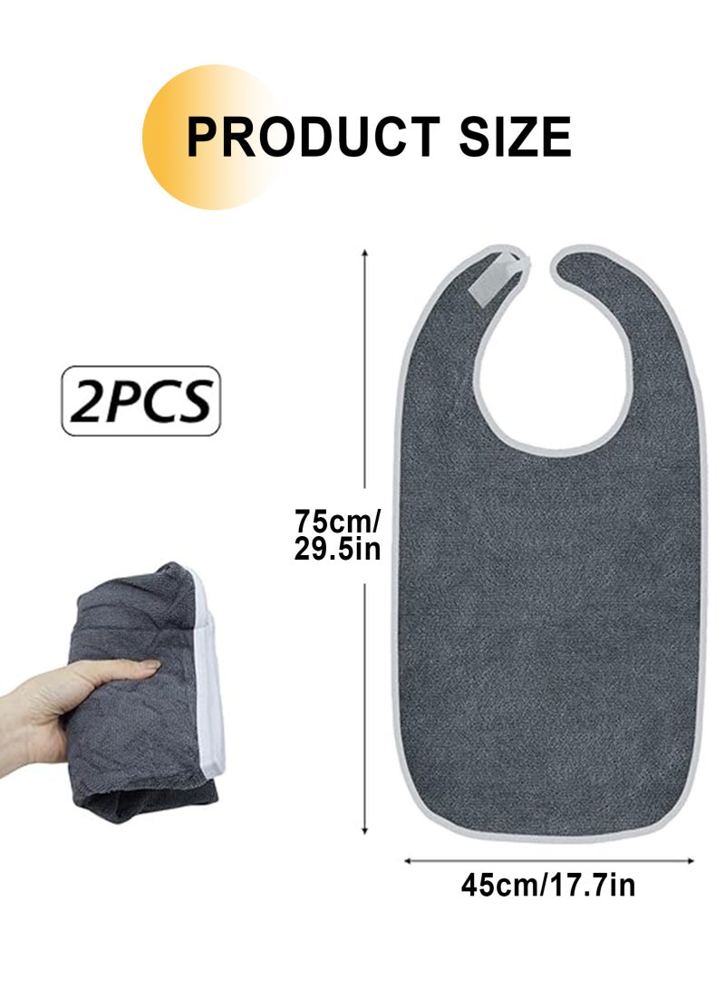 HomarKet 2 Pcs Adult Bib,Reusable Elderly Bib with Adjustable Strap for Eating,Washable Dining Bibs for Elderly,Clothing Protector for Elderly Senior Citizens Men Women - Image 2