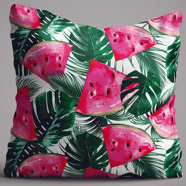كانغو هوم Green Pink Tropical and Watermelon Patterned Digital Printed Double Sided Throw Pillow Cover - OTYK502-CT