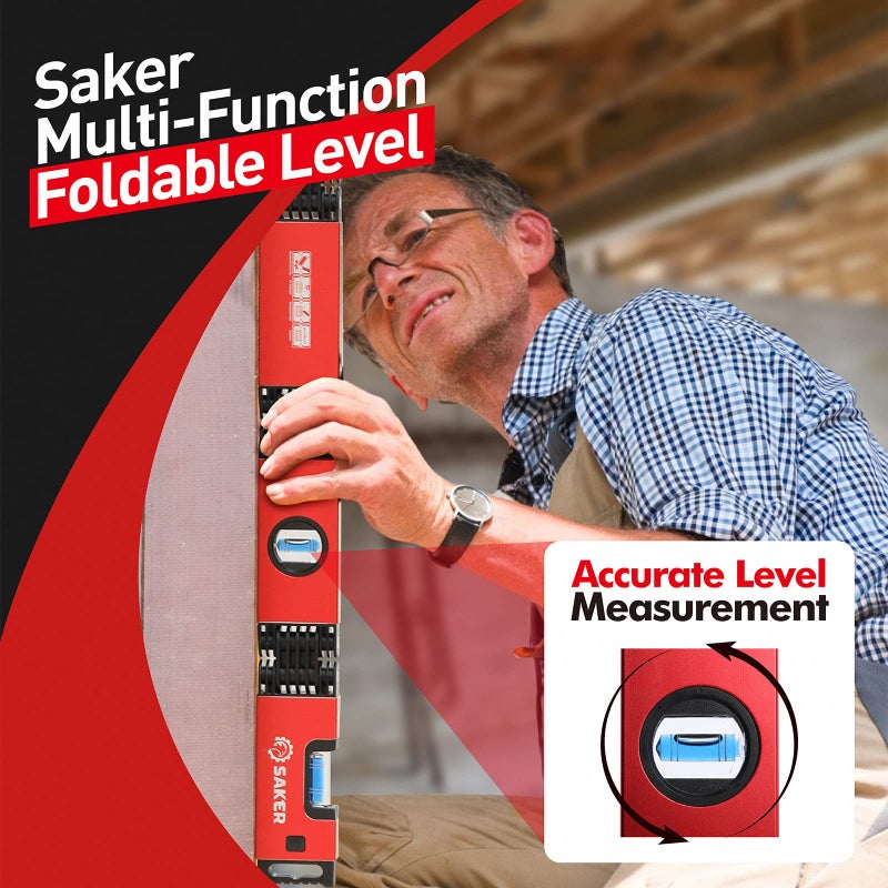 Saker Multi-function Foldable Level, 28-Inch Level Tool,Gift for Him Her,Multi-Angle Measurement Woodworking Tool,Precise Leveling In Any Position,Folding Level Tool To Save Your Time - Image 4