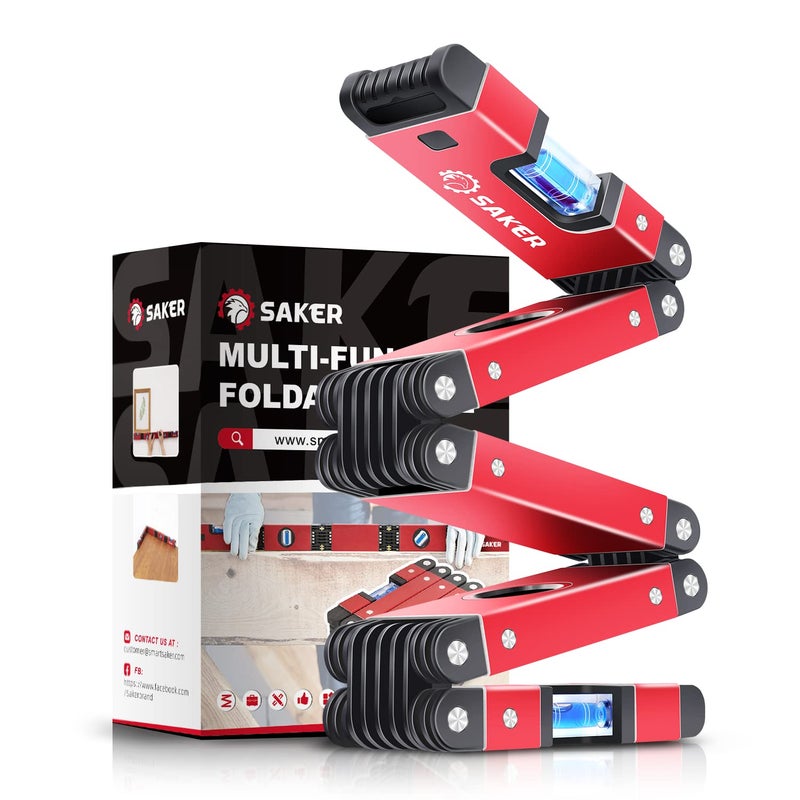 Saker Multi-function Foldable Level, 28-Inch Level Tool,Gift for Him Her,Multi-Angle Measurement Woodworking Tool,Precise Leveling In Any Position,Folding Level Tool To Save Your Time - Image 1