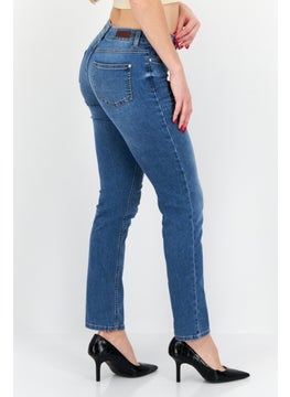 Zero Women Slim Fit Washed Denim Jeans, Blue  - Image 2