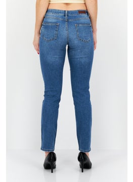 Zero Women Slim Fit Washed Denim Jeans, Blue  - Image 4