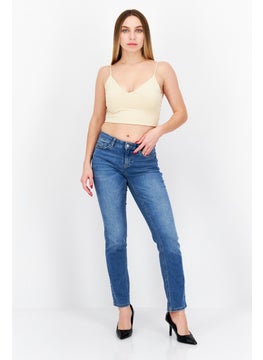 Zero Women Slim Fit Washed Denim Jeans, Blue  - Image 3