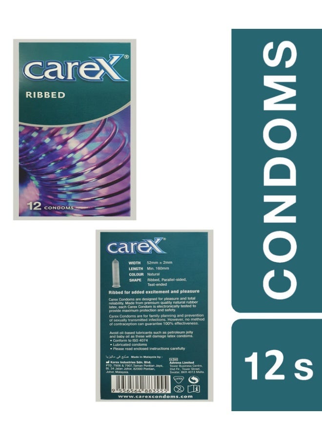 careX واقيات ذكرية مضلعة | لمزيد من الإحساس والمتعة | 12 قطعة - Image 3