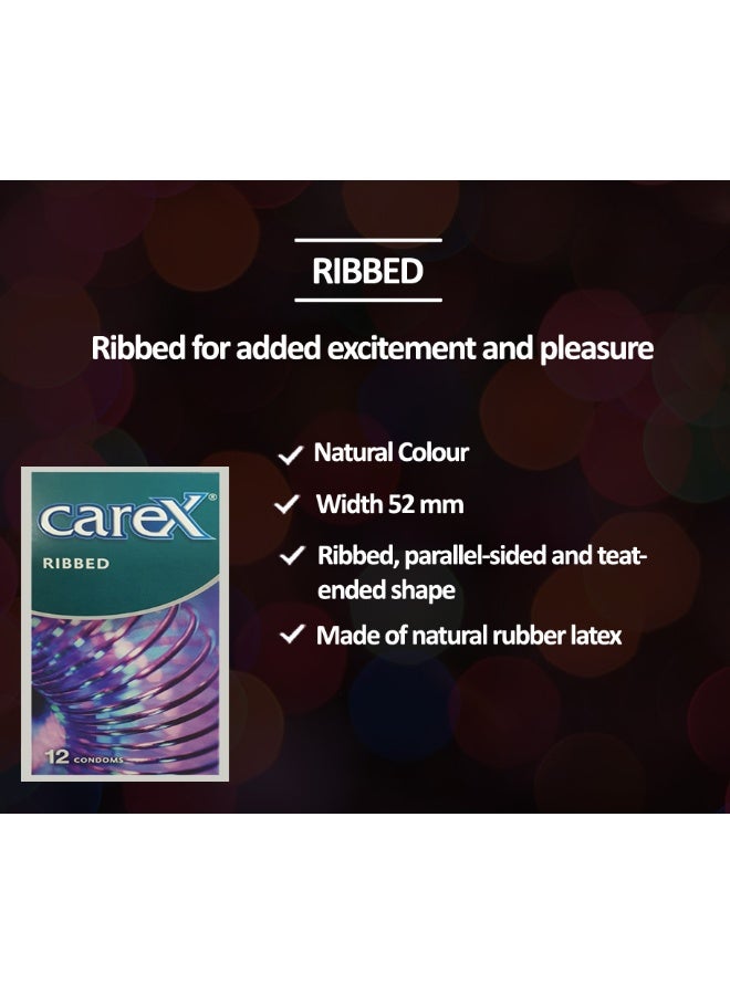 careX واقيات ذكرية مضلعة | لمزيد من الإحساس والمتعة | 12 قطعة - Image 5