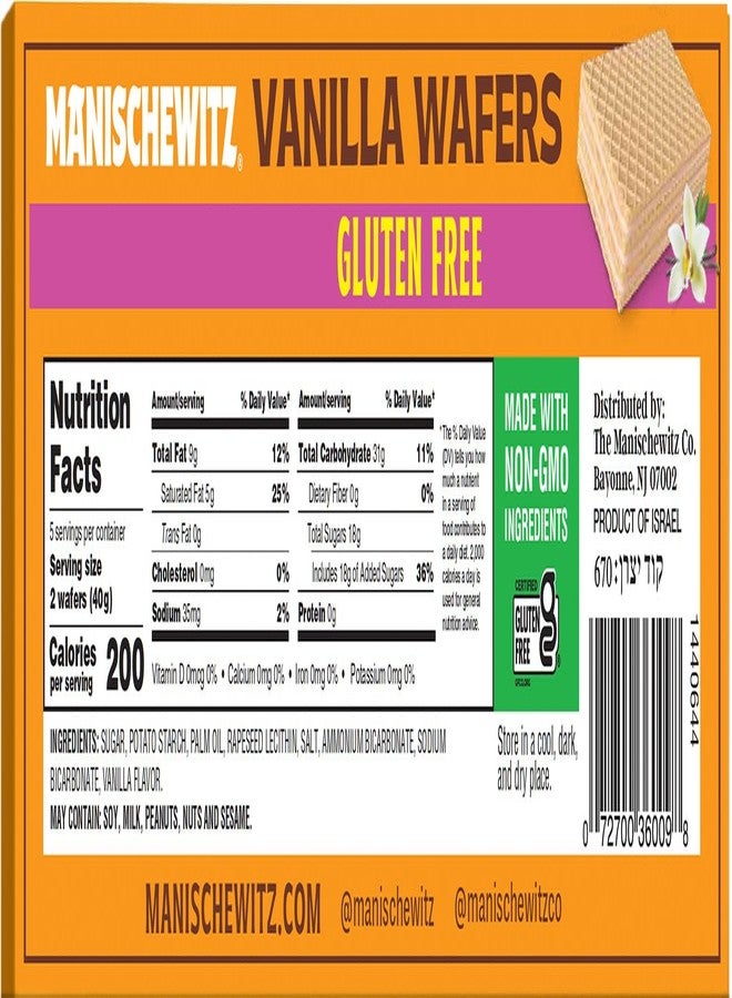 MANISCHEWITZ Manishewitz Gluten Free Vanilla Wafers, 7oz (3 Pack) Crispy Wafer with Creamy Vanilla Filling | Dairy Free | Non GMO | Kosher (including Passover) - Image 2