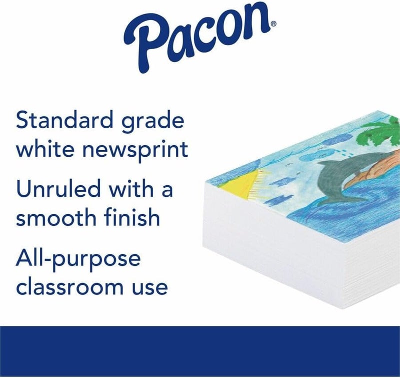 Pacon 3411 White Newsprint, 18 x 24, 500 Sheets/Pack - Image 3
