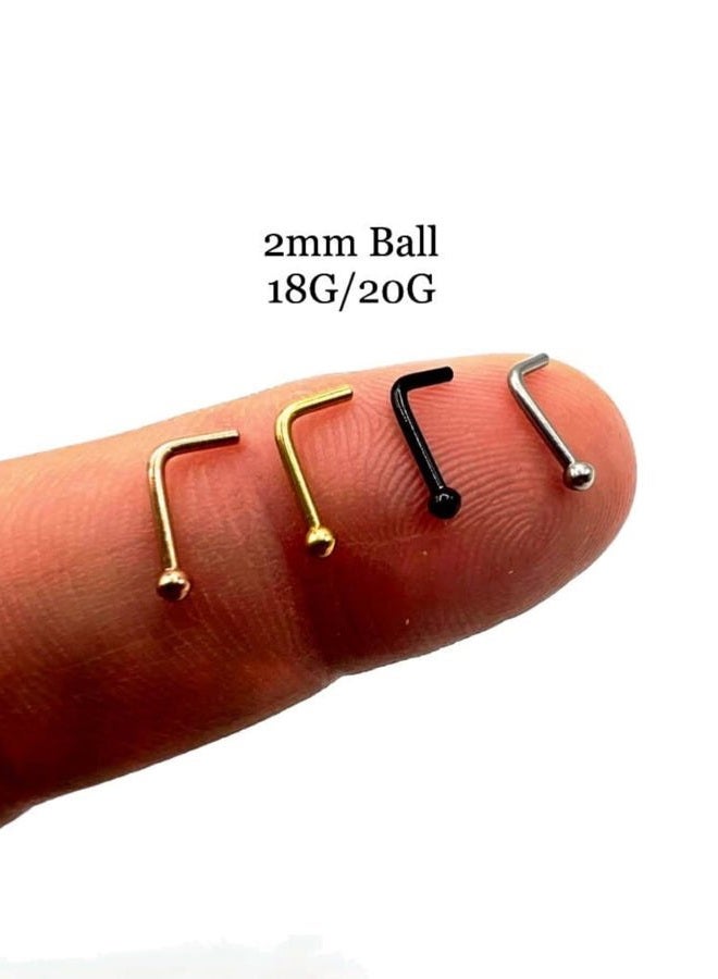 Fifth Cue Ball End 316L Surgical Steel L Bend Stud Nose Ring - Image 3