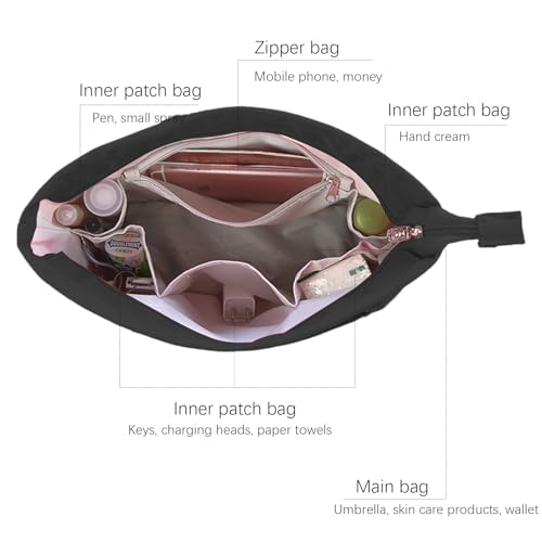 Lckaey Purse organizer insert for neverfull handbag is compatible with more similar brands of tote bag-nylon organizer 3055black-L - Image 4