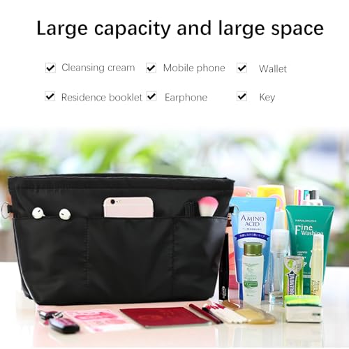Lckaey Purse organizer insert for neverfull handbag is compatible with more similar brands of tote bag-nylon organizer 3055black-L - Image 2