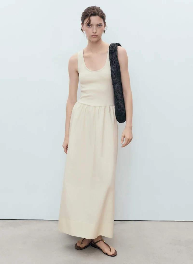 مانجو Combined Fabric Flared Dress