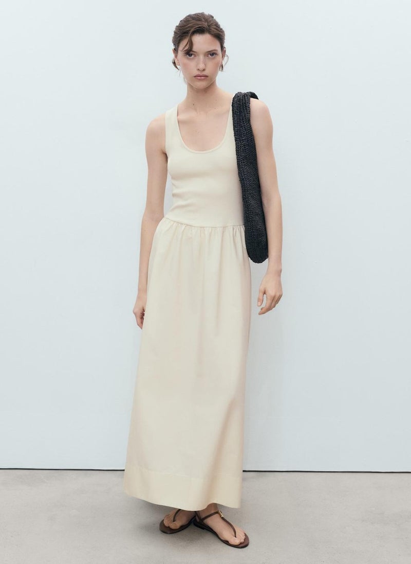 MANGO Combined Fabric Flared Dress  - Image 1