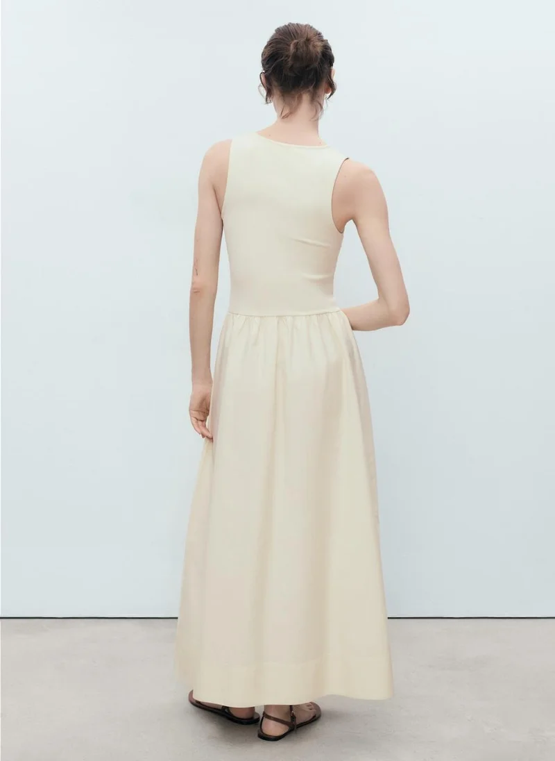 مانجو Combined Fabric Flared Dress