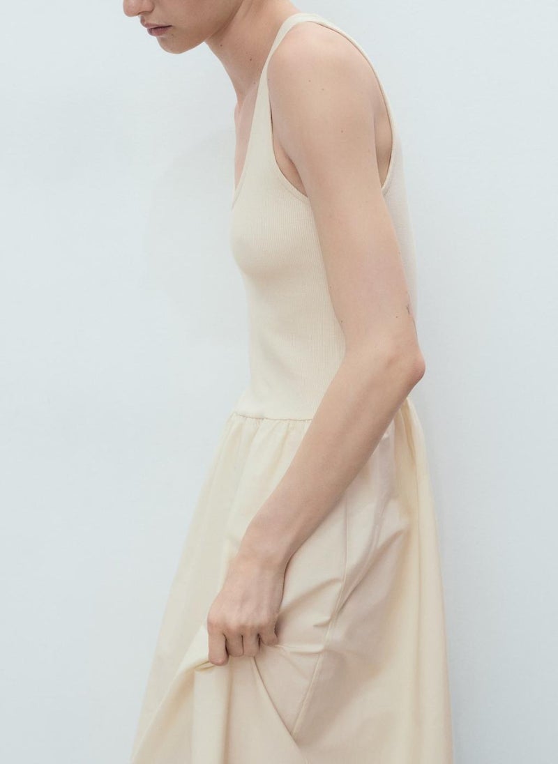 MANGO Combined Fabric Flared Dress  - Image 3