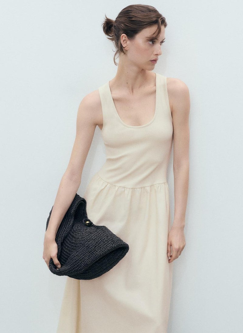 MANGO Combined Fabric Flared Dress  - Image 5