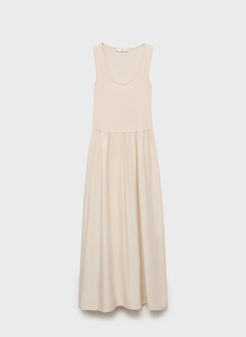 MANGO Combined Fabric Flared Dress
