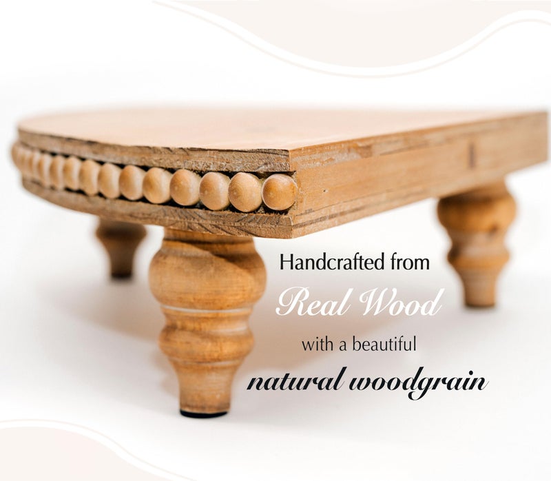 Felt Creative Home Goods Farmhouse Corner Shelf Stand [with Removable Feet] - Bathroom Countertop Organizer, Decorative Tray Riser, Beaded Wooden Tray, Corner Tray Plant Stand, Coffee Bar Organizer for Kitchen Countertop - Image 3