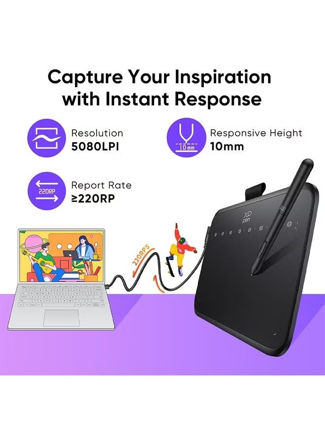 XPPen Deco 640 Graphics Tablet 16K Pressure Levels 16x9cm Drawing Area with 8 Keys 60 Tilt for OSU Game Android Windows Mac - Image 4