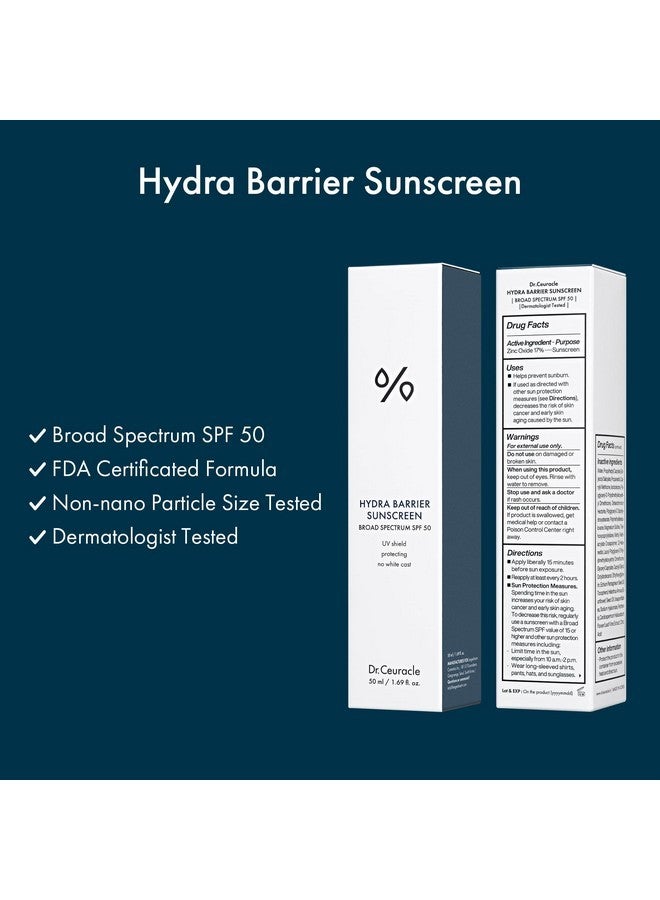 leegeehaam Dr.Ceuracle by leegeehaam Hydra Barrier Facial Sunscreen SPF 50 (50ml / 1.69 fl. oz.) - UV Daily Korean Sunscreen with Zinc Oxide and Hyaluronic Acid, No White Cast - Image 2