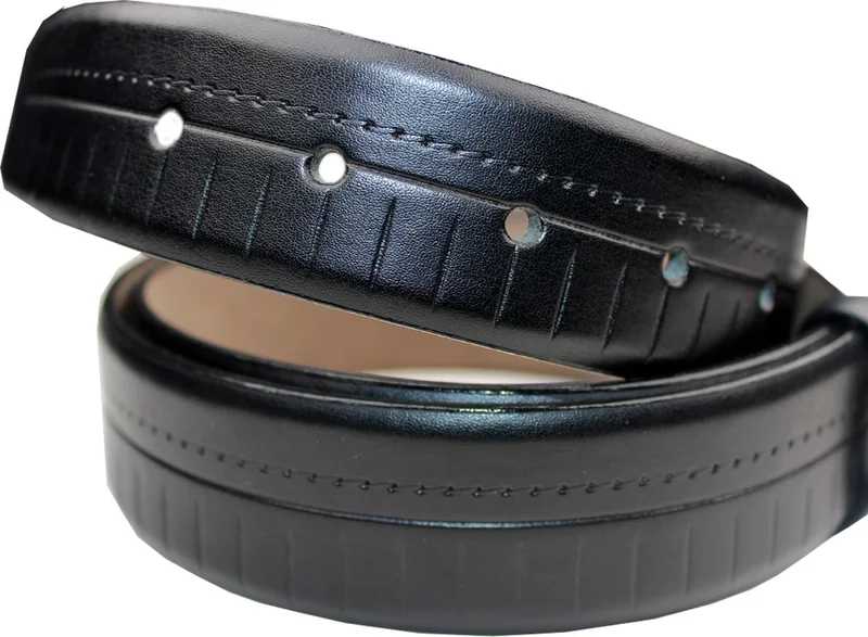 فاريتا Men's Faux Luxury Leather Patterned Matte Black Belt