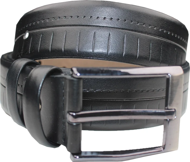 فاريتا Men's Faux Luxury Leather Patterned Matte Black Belt