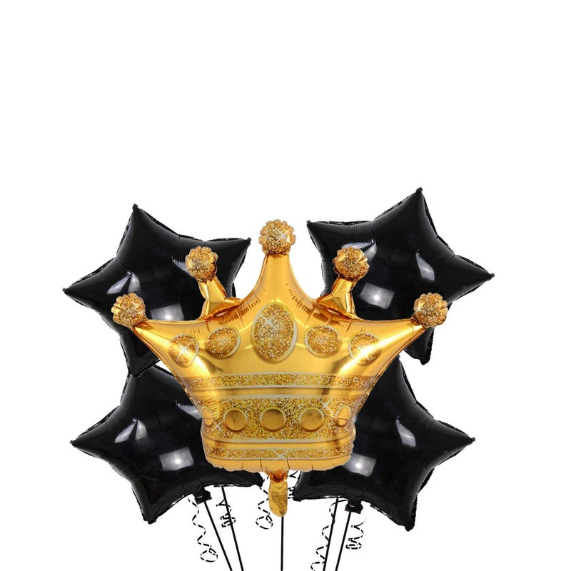 SOI (5 Pcs) Gold Crown and Star balloon decoration Kit for Birthday Wedding Anniversary Bachelorette Party Decoration (Gold Crown Set) - Image 4
