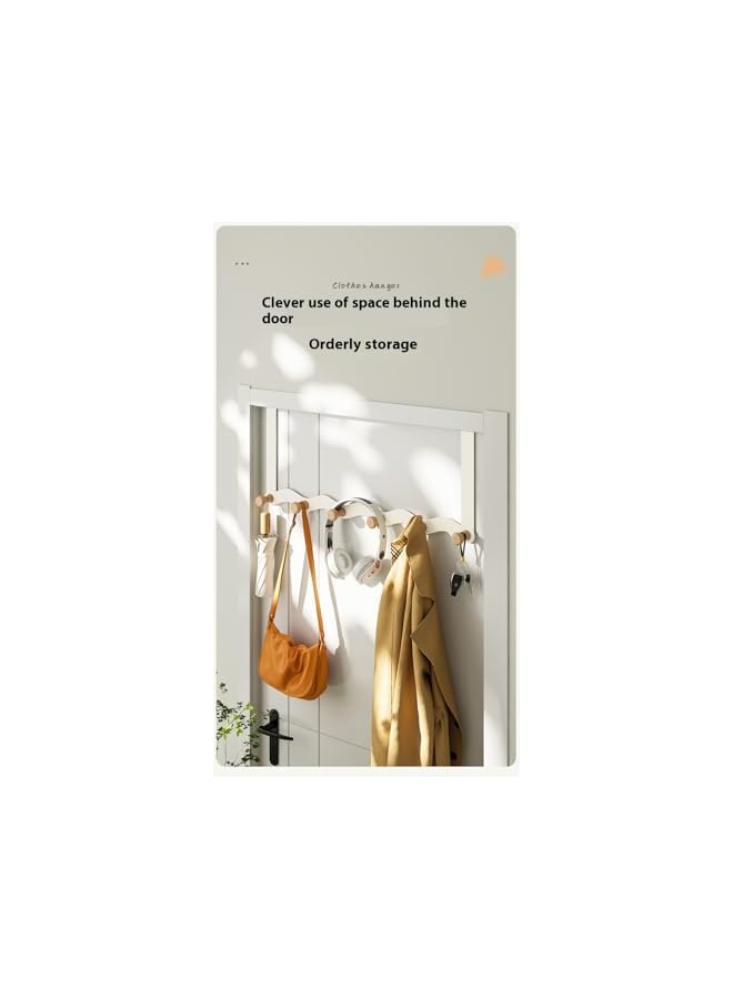 PROMASS promass Over The Door Hook Hanger,Behind The Door Hook Rack with 6 Wooden Door Hooks for Hanging Jackets Coats Hoodies Handbags  - Image 3