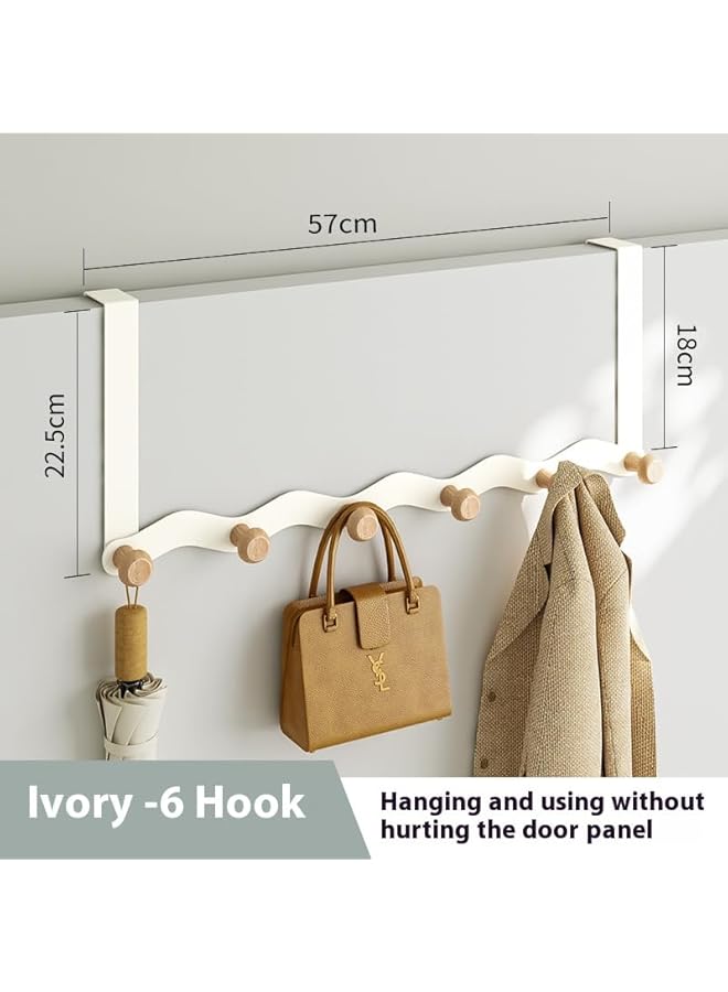 PROMASS promass Over The Door Hook Hanger,Behind The Door Hook Rack with 6 Wooden Door Hooks for Hanging Jackets Coats Hoodies Handbags  - Image 2
