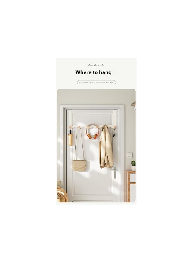 PROMASS promass Over The Door Hook Hanger,Behind The Door Hook Rack with 6 Wooden Door Hooks for Hanging Jackets Coats Hoodies Handbags  - Image 5