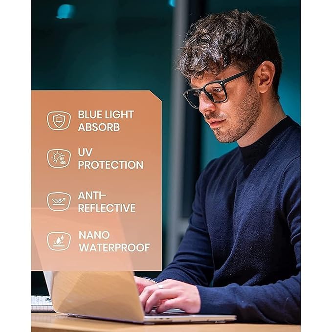 Sewbee ® Blue Light Blocking Glasses Gaming Filter Transparent Square Eyeglasses for Eye Protection Men Women, Computer/Tablet/Laptop/Mobile/TV, Anti-blue & Anti eyestrain - Image 5