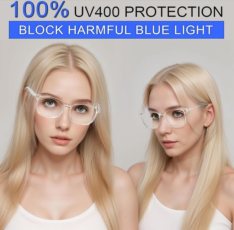 Sewbee ® Blue Light Blocking Glasses Gaming Filter Transparent Square Eyeglasses for Eye Protection Men Women, Computer/Tablet/Laptop/Mobile/TV, Anti-blue & Anti eyestrain - Image 4