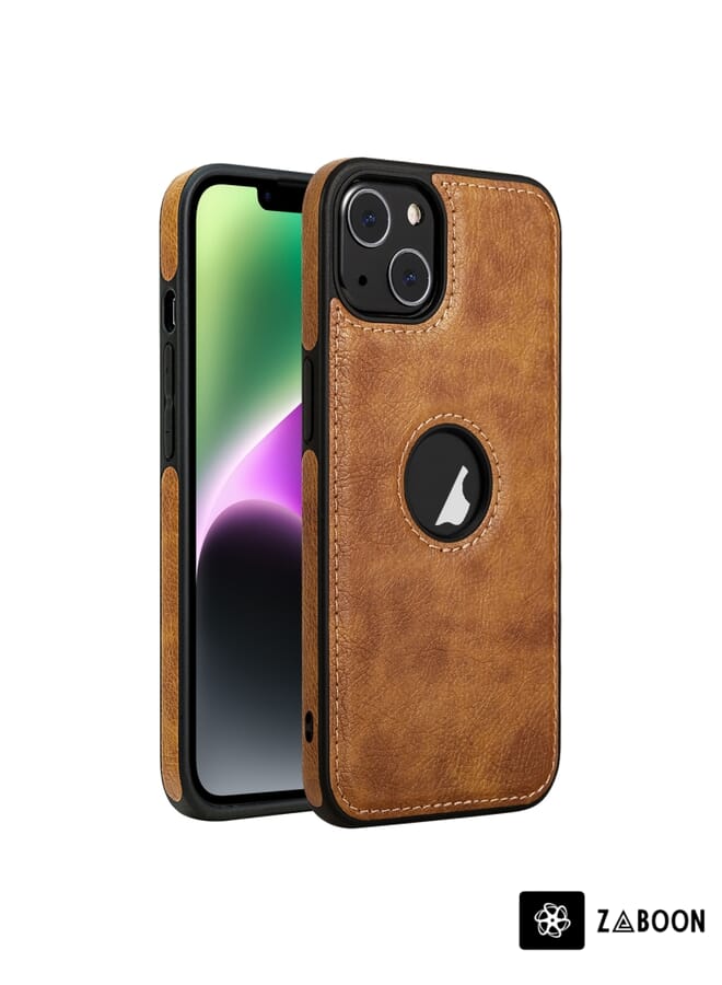 Zaboon غطاء حماية لجهاز آيفون 14 بلس بتصميم جلد مزخرف - Image 1