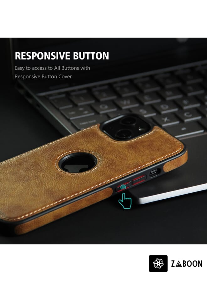 Zaboon غطاء حماية لجهاز آيفون 14 بلس بتصميم جلد مزخرف - Image 2